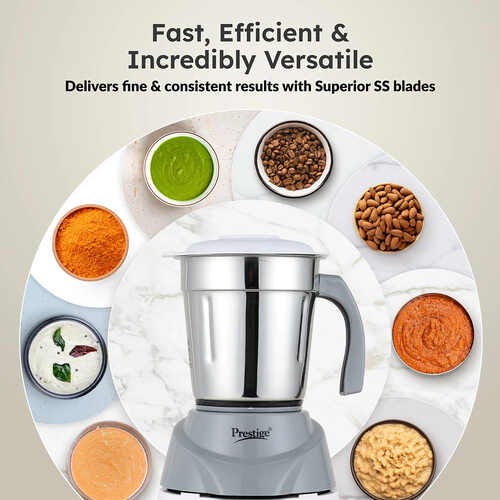 Prestige Classic 500 W Juicer Mixer Grinder (Atlas Classic | 3 Jars | with Flow Breaker Design | White, Grey)