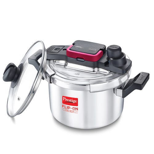 Prestige Flip-On Tri-Ply Stainless Steel Pressure Cooker 3 L 180M With Glass Lid