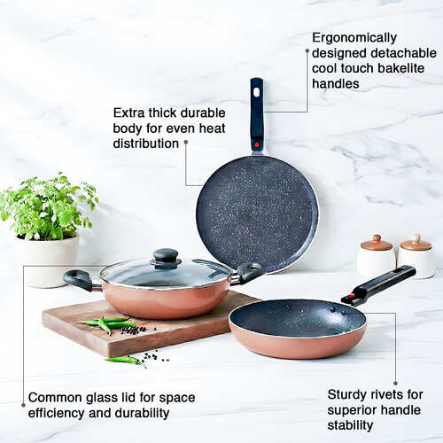 Prestige Festival Pack - Build Your Kitchen Induction Bottom Non-Stick Coated Cookware Set (Aluminium, 3 - Piece)