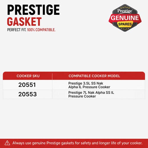Prestige Nakshatra Stainless Steel Inner Lid Pressure Cooker Gasket