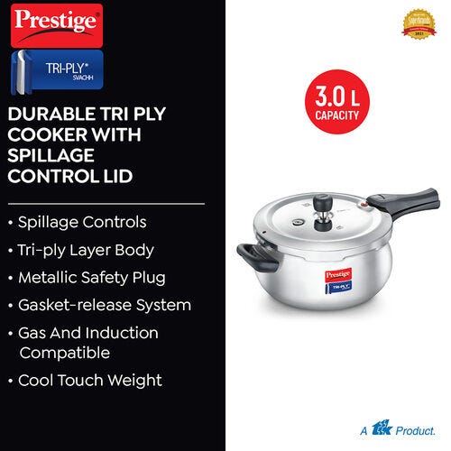 PRESTIGE SVACHH TRI-PLY HANDI PRESSURE COOKER 3 LITRE