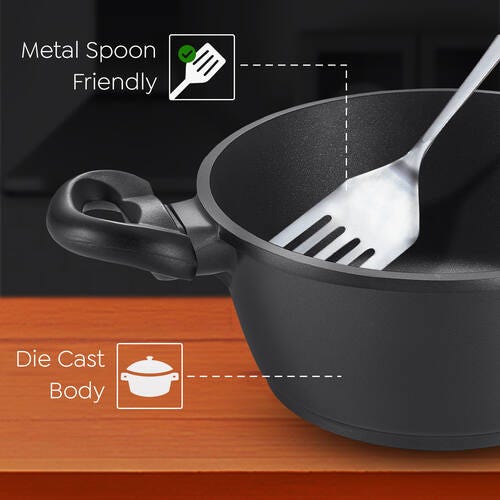 Omega Die-Cast Plus Aluminium Non-Stick Casserole with Glass Lid