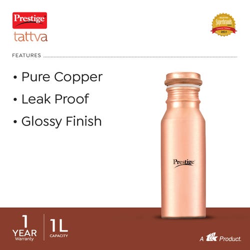 Prestige Tattva TCB 08 Copper Water Bottle, 0.350L