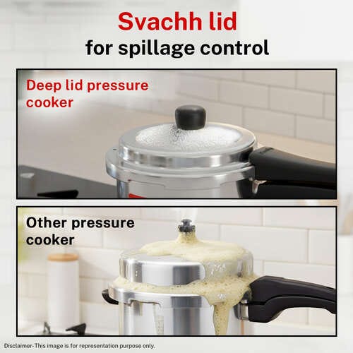 Prestige Popular Plus Svachh Virgin Aluminium Spillage Control Pressure Cooker, 4 L (Silver)