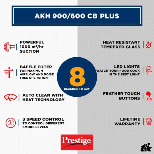 Prestige Kitchen Hood 90 cm - Auto Clean AKH900 CB Plus (Turbo Series)