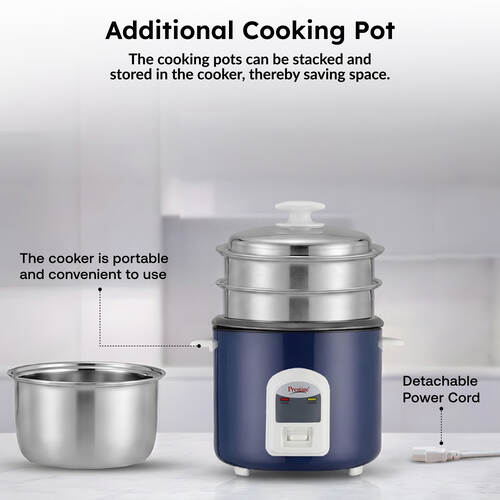 Prestige Electric Rice Cooker - Cute 2.8-2 SS (2.8 L Open Type, with Stainless Steel Cooking Pan - 2 Unit)