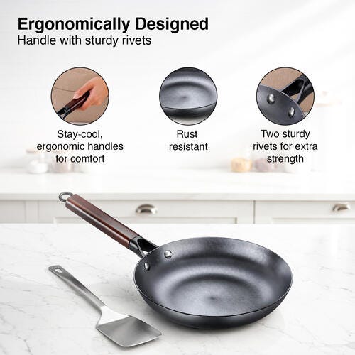 Prestige Castlite Nitride Cast Iron Fry Pan 20cm/0.9L | Lightweight, High Heat Retention & Rust-Proof | Gas & Induction Compatible | Low-Oil Cooking | Stay-Cool Handle | Chemical-Free | 15Y Warranty
