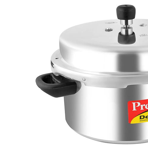 Prestige Deluxe Plus Gas and Induction Compatible Aluminium Pressure Cooker, 7.5 Litres, Silver