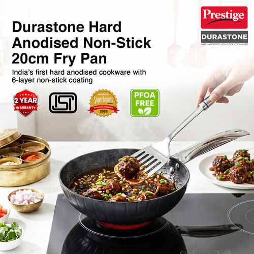 Prestige Durastone Hard Anodised 6 Layer Non-Stick Fry Pan, (20 cm, 1.1 Litre) (Black)