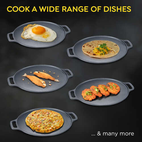 Prestige 30cm Dura Cast Iron Non-Stick Dosa Tawa| Heavy Gauge| Gas & Induction Compatible| Scratch Resistant| Even Heat Distribution|Lifetime Warranty