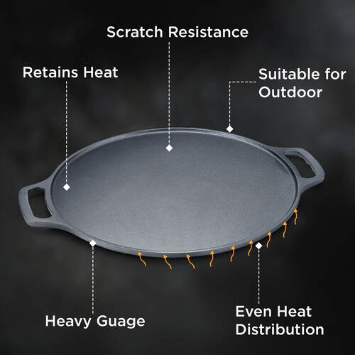 Prestige 30cm Dura Cast Iron Non-Stick Dosa Tawa| Heavy Gauge| Gas & Induction Compatible| Scratch Resistant| Even Heat Distribution|Lifetime Warranty