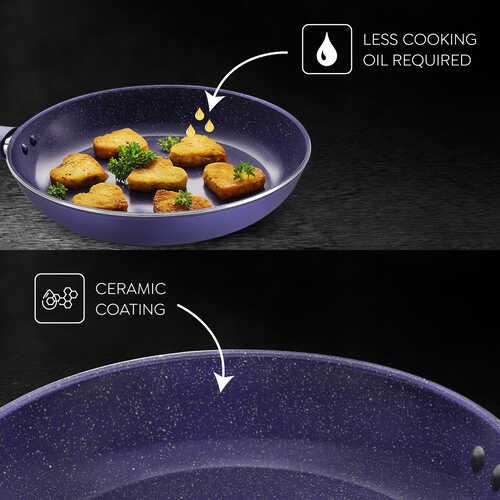 Prestige Ceraglide Ceramic Coated 28 cm Non-Stick Fry Pan | Consumes Less Oil | Preferred For High Heating & Even Heating | Stain-Resistant | Gas & Induction Compatible | No Harmful Chemicals