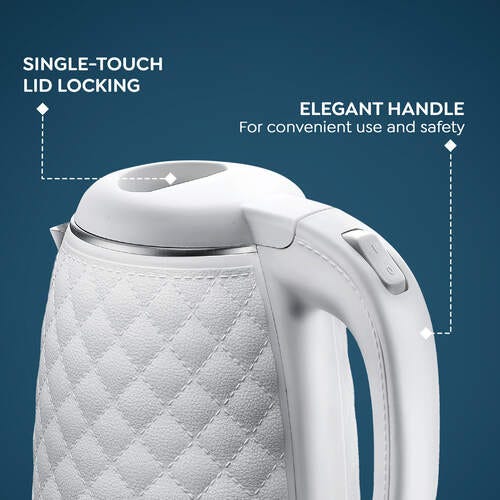 Prestige PKCT 1.5 Litre Electric Kettle with Designer Cool Touch Exterior| Stainless Steel Inner Body| Dry Heat Protection|White