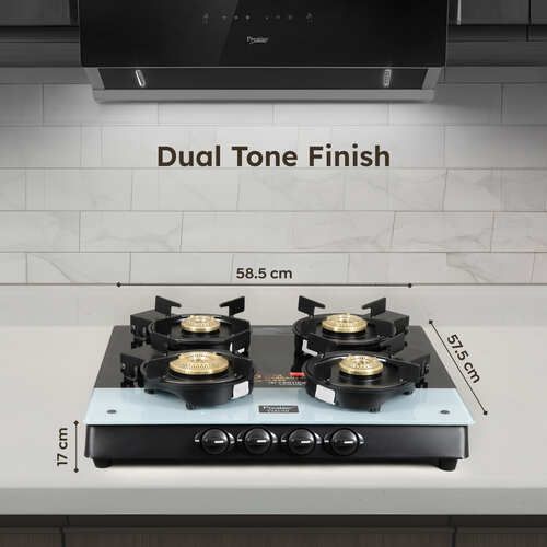 Prestige Svachh Duo Toughened Glasstop Gas Stove with Liftable 4 Burners (Black) - GTSD 04 SQ