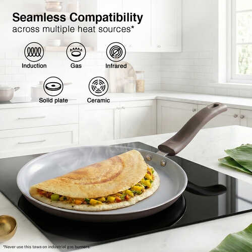 Prestige Ceraglide Duo Ceramic Coating Non Stick Aluminium Cookware Omni Tawa Dia 28 cm