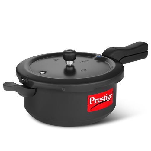 Prestige Svachh Hard Anodised Spillage Control Senior Pressure Cooker, (Black)