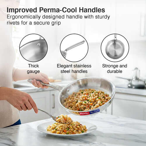 Prestige 26cm/2.3L Tri-Ply Stainless Steel Splendid Fry Pan with Lid|Gas and Induction Compatible|Even Heat Distribution| Thick Gauge Tri-Ply Body|15 Year Warranty