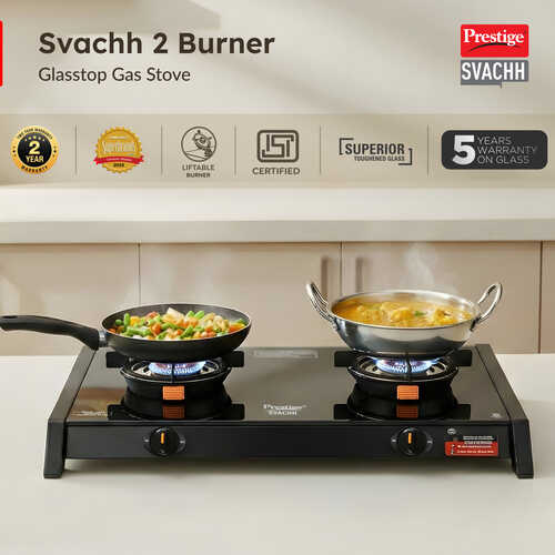 Prestige Svachh Glass Top Gas Stove with Liftable Burners