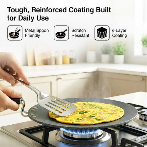 Prestige Durastone Hard Anodised 6 Layer Non-Stick Concave Tawa, 24.5 cm (Black)