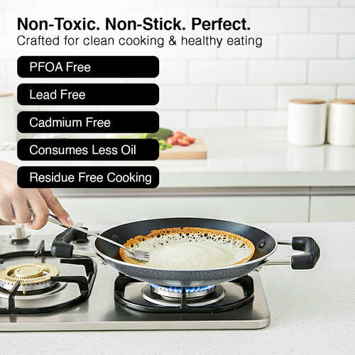 Prestige Omega Select Plus Non-stick Appachatty with Stainless Steel Lid, 20cm (Black)