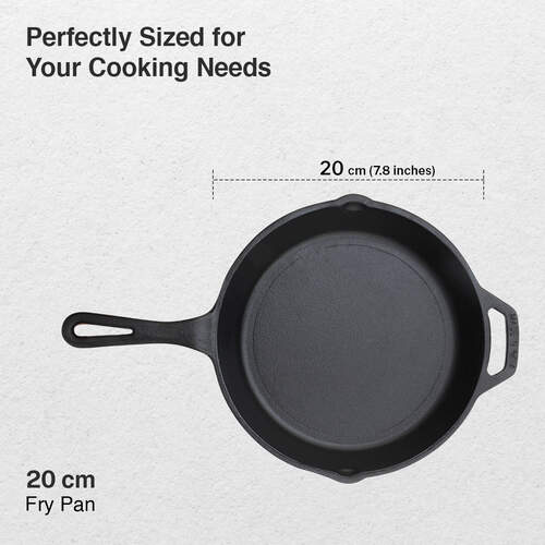 Prestige Cast Iron Scratch Resistant Round Base Fry Pan, 20cm (Black)