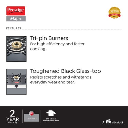 Prestige Magic Glass Top Gas Stove - GTMC SS
