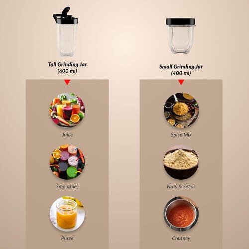 Prestige Nutri-Mate 400W Mixer Grinder|Compact Multipurpose Blender with 2 Jars & 3 Lids (Sipper, Storage, Sprinkle)|Dual Safety Interlock System|Ideal for Smoothies, Juices & Chutneys|1Y Warranty.