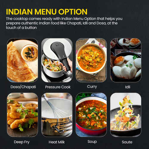 Prestige Iris Sleek 2000 Watts Induction Cooktop-Individual Touch Buttons| 4KV Surge Protection | 8 Preset Indian Menu Options & Timer | Automatic Voltage Regulator | 1Y Warranty | Black|BIS Certified