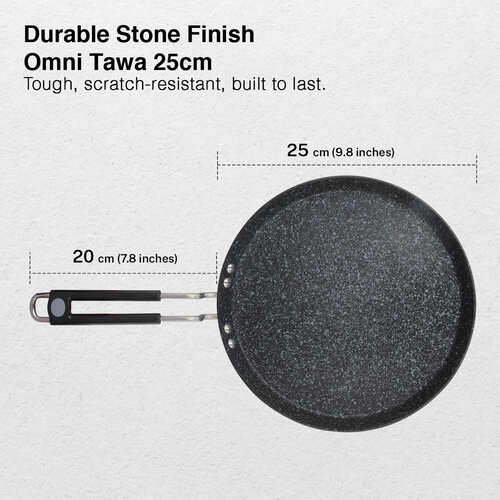 Prestige Durastone Hard Anodised 6 Layer Non-Stick Omni Tawa, 25 cm (Black)