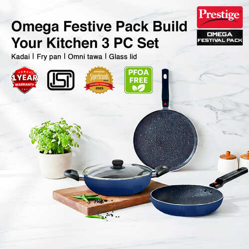 Prestige Omega Aluminium Non-Stick Cookware Festival Pack - Build Your Kitchen 3 pcs Set