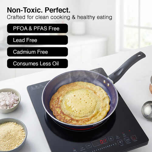 Prestige Ceraglide Ceramic Coated 24 cm Non-Stick Fry Pan | Consumes Less Oil | Preferred For High Heating & Even Heating | Stain-Resistant | Gas & Induction Compatible | No Harmful Chemicals