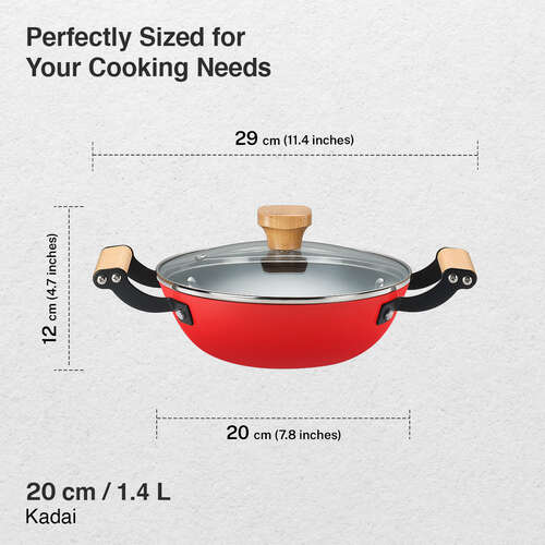 Prestige Castlite Enamel Coated Cast Iron Kadai | Lightweight, High Heat Retention | Gas & Induction Compatible | Low-Oil Cooking | Stay-Cool Wooden Handles | Easy Clean | 15Y Warranty