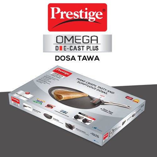 Prestige Omega Die-Cast Plus Non Stick Induction Base Tawa 31cm (Black)
