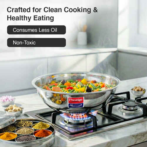 Prestige 20cm/1.6L Tri-Ply Stainless Steel Splendid Tasla with Lid|Gas and Induction Compatible|Even Heat Distribution| Thick Gauge Tri-Ply Body|15 Year Warranty