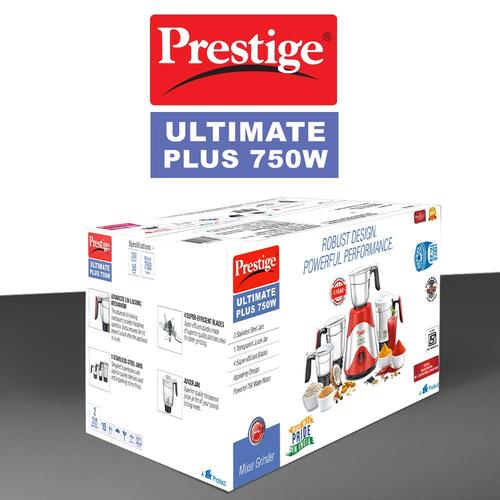 Prestige Ultimate 750 W Mixer Grinder, 3 Jars (1600 ml, 1300 ml, 700 ml) (Red, Silver)