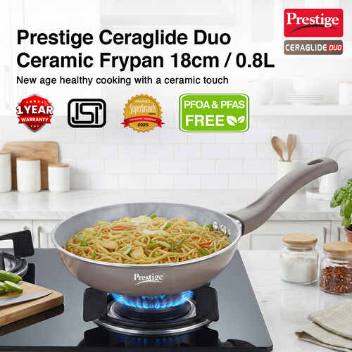 Prestige Ceraglide Duo Ceramic Coating Non Stick Aluminium Cookware Fry Pan Dia 18 cm (0.8 Litre)
