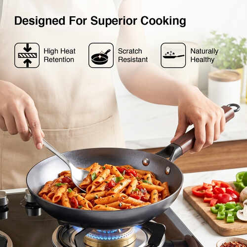 Prestige Castlite Nitride Cast Iron Fry Pan | Lightweight, High Heat Retention & Rust-Proof | Gas & Induction Compatible | Low-Oil Cooking | Stay-Cool Handle | Chemical-Free | 15Y Warranty