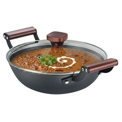 Prestige Castlite Patterned Enamel Coated Cast Iron Kadai 20cm/1.4L | High Heat Retention, Rust-Proof | Gas & Induction Compatible | Low-Oil Cooking | Stay-Cool Handles | Easy Clean | 15Y Warranty