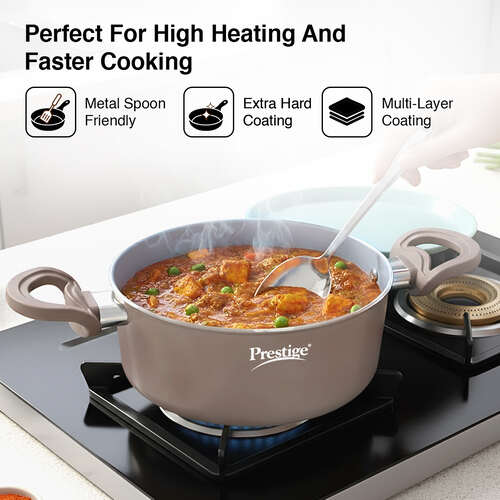 Prestige Ceraglide Duo Ceramic Coating Non Stick Aluminium Cookware Casserole with Glass Lid