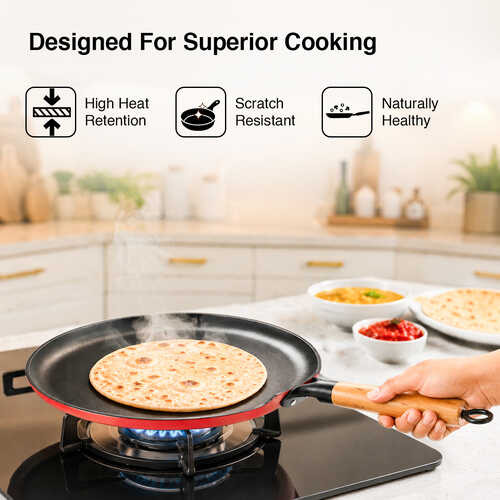 Prestige Castlite Enamel Coated Lightweight Cast Iron Omni Tawa 28cm | High Heat Retention, Rust-Proof | Gas & Induction Compatible | Low-Oil Cooking | Stay-Cool Handle | Easy Clean | 15Y Warranty