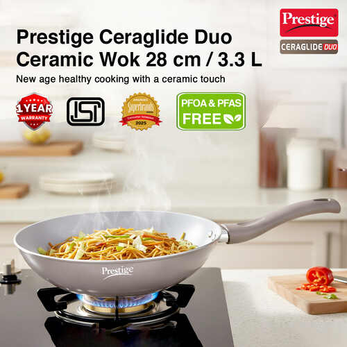 Prestige Ceraglide Duo Ceramic Coating Non Stick Aluminium Cookware Wok