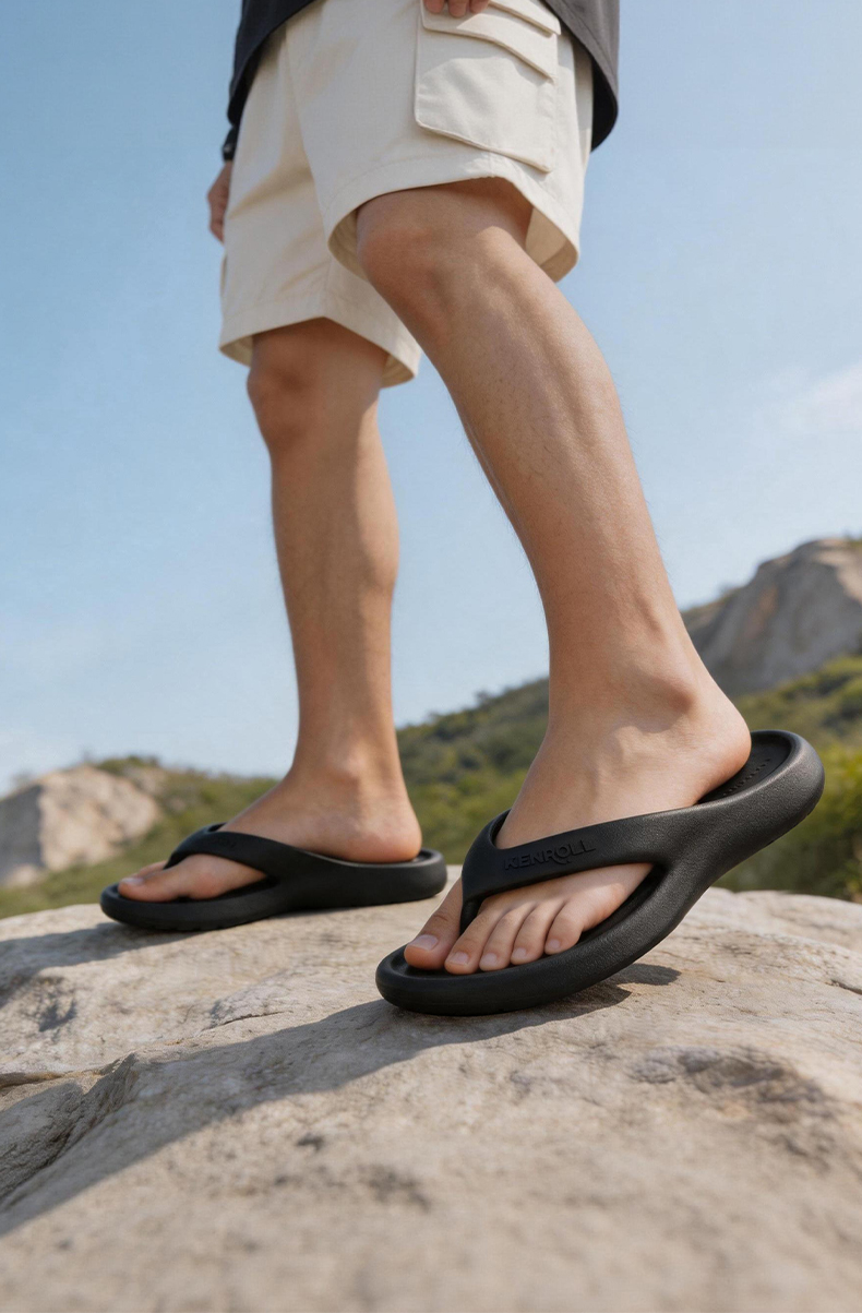 KENROLL K449 Men's Non Slip Flip Flops for Swim & Beach (Thong Sandals)