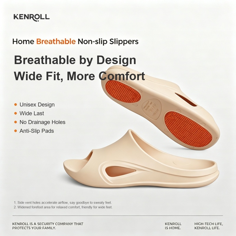 KENROLL F201 Patented Non Slip Thick Sole Breathable Slides for Indoor & Outdoor