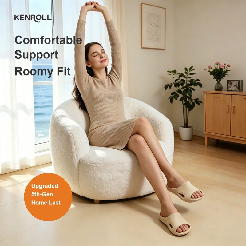 KENROLL F201 Patented Non Slip Thick Sole Breathable Slides for Indoor & Outdoor