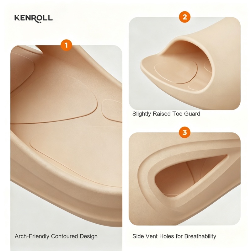 KENROLL F201 Patented Non Slip Thick Sole Breathable Slides for Indoor & Outdoor
