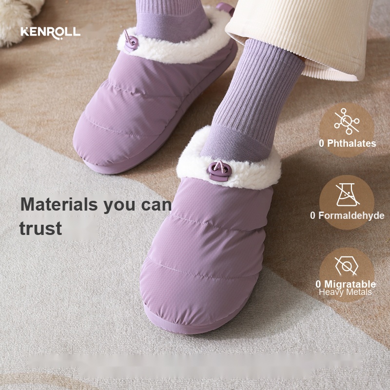 KENROLL K679 Goose Down Plush Lined Thick Sole Slippers (Fall & Winter)
