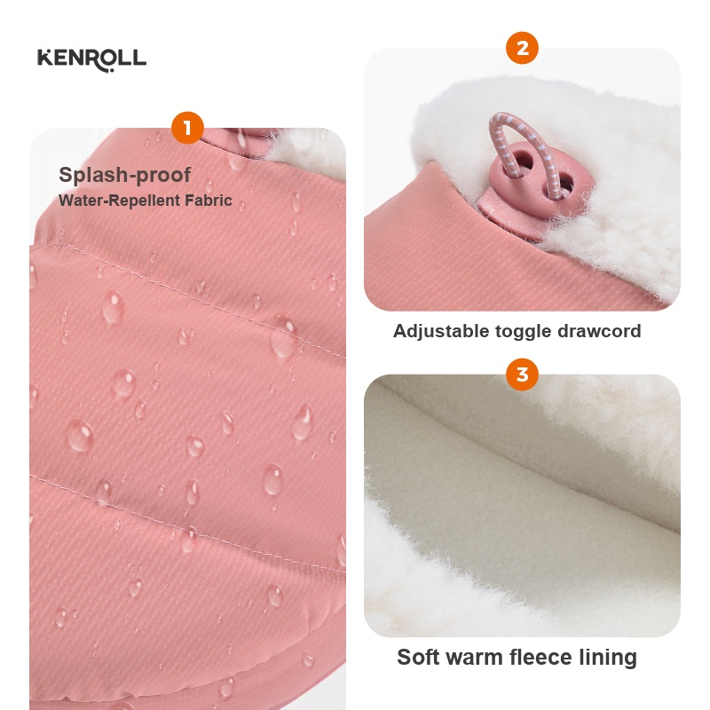 KENROLL K679 Goose Down Plush Lined Thick Sole Slippers (Fall & Winter)