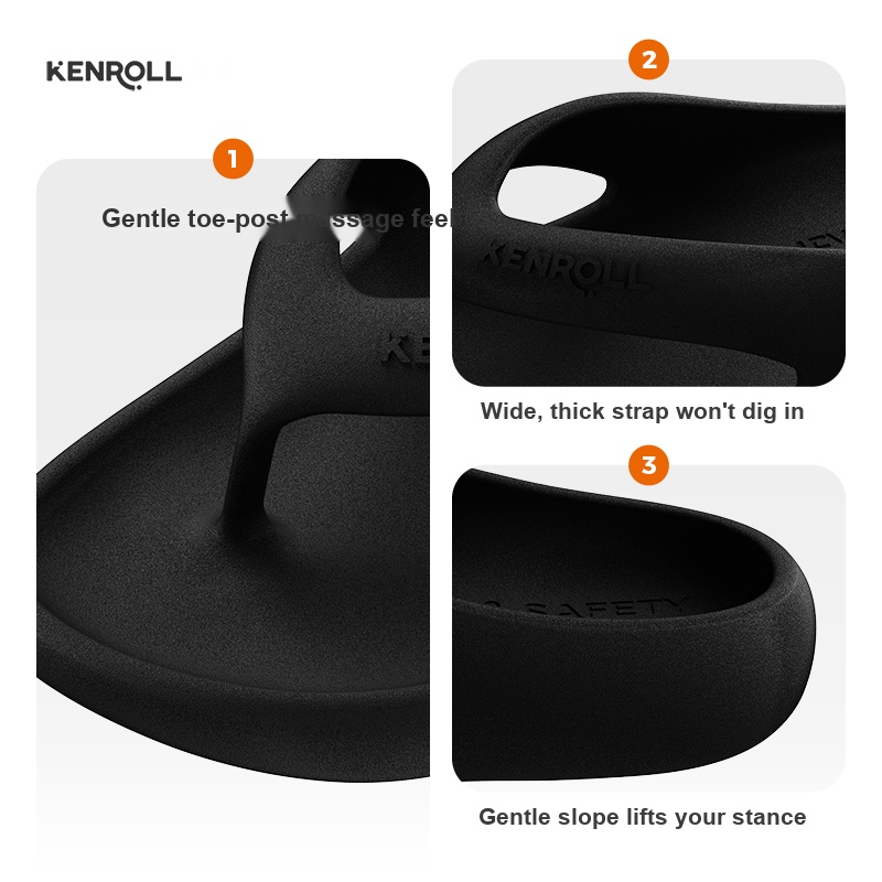 KENROLL K449 Men's Non Slip Flip Flops for Swim & Beach (Thong Sandals)