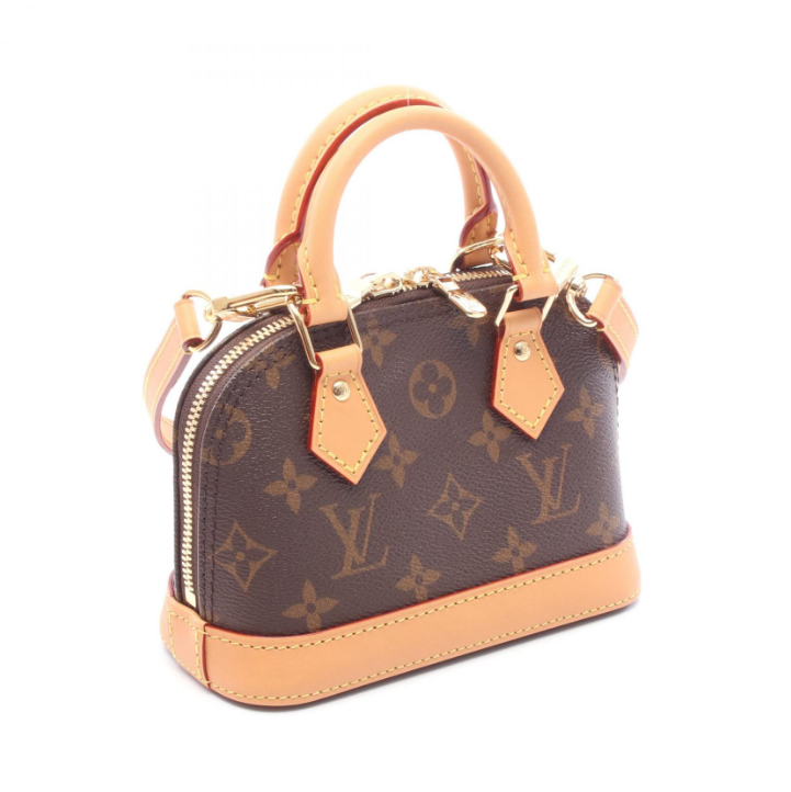 ルイ・ヴィトン LOUIS VUITTON ナノアルマ モノグラム ハンドバッグ バッグ PVCコーティングキャンバス レザー レディース ブラウン系 M82717