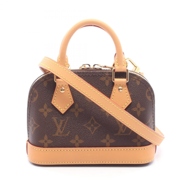 ルイ・ヴィトン LOUIS VUITTON ナノアルマ モノグラム ハンドバッグ バッグ PVCコーティングキャンバス レザー レディース ブラウン系 M82717